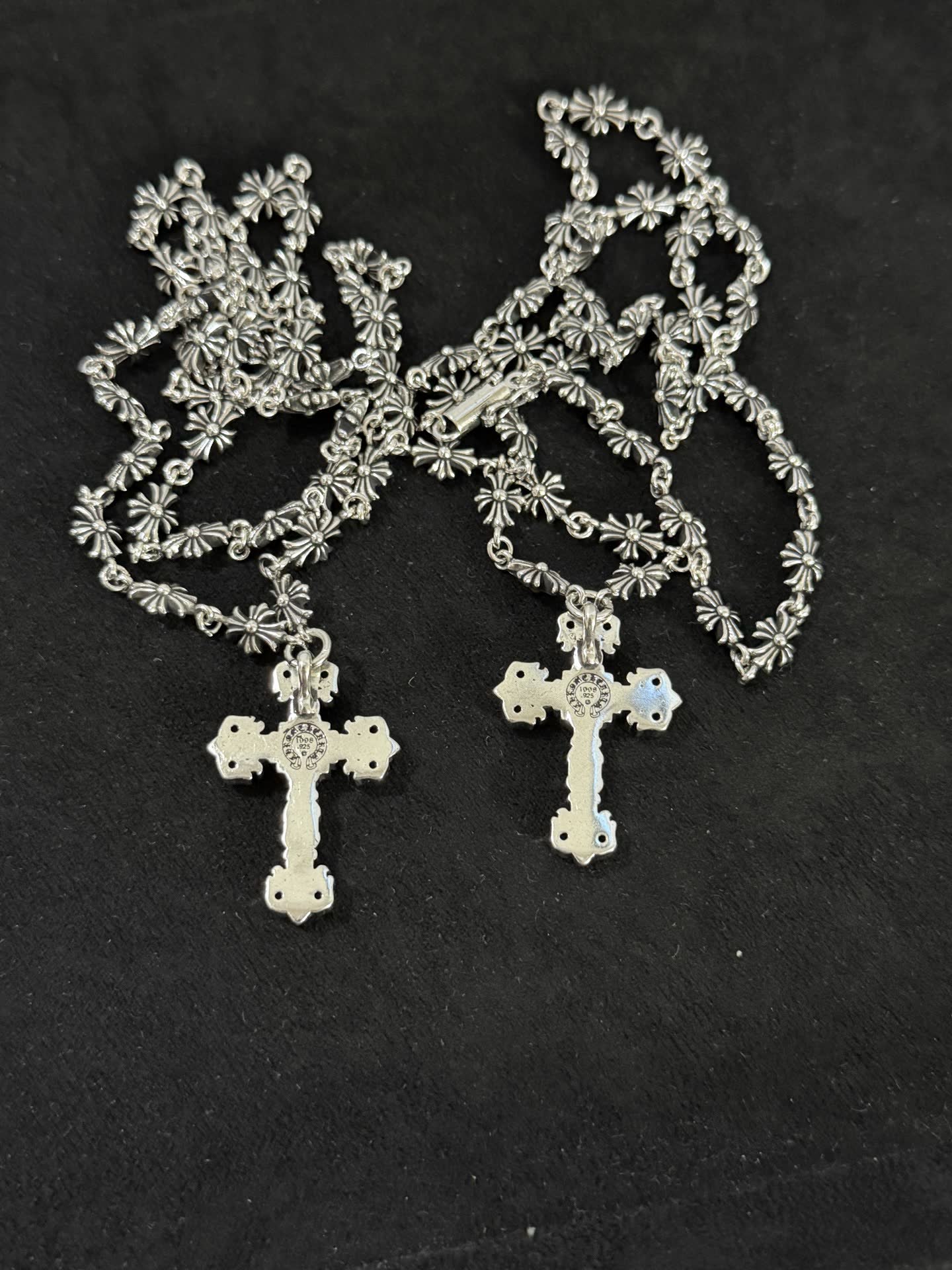 Chrome Hearts Silver Cross Pendant with Gemstones